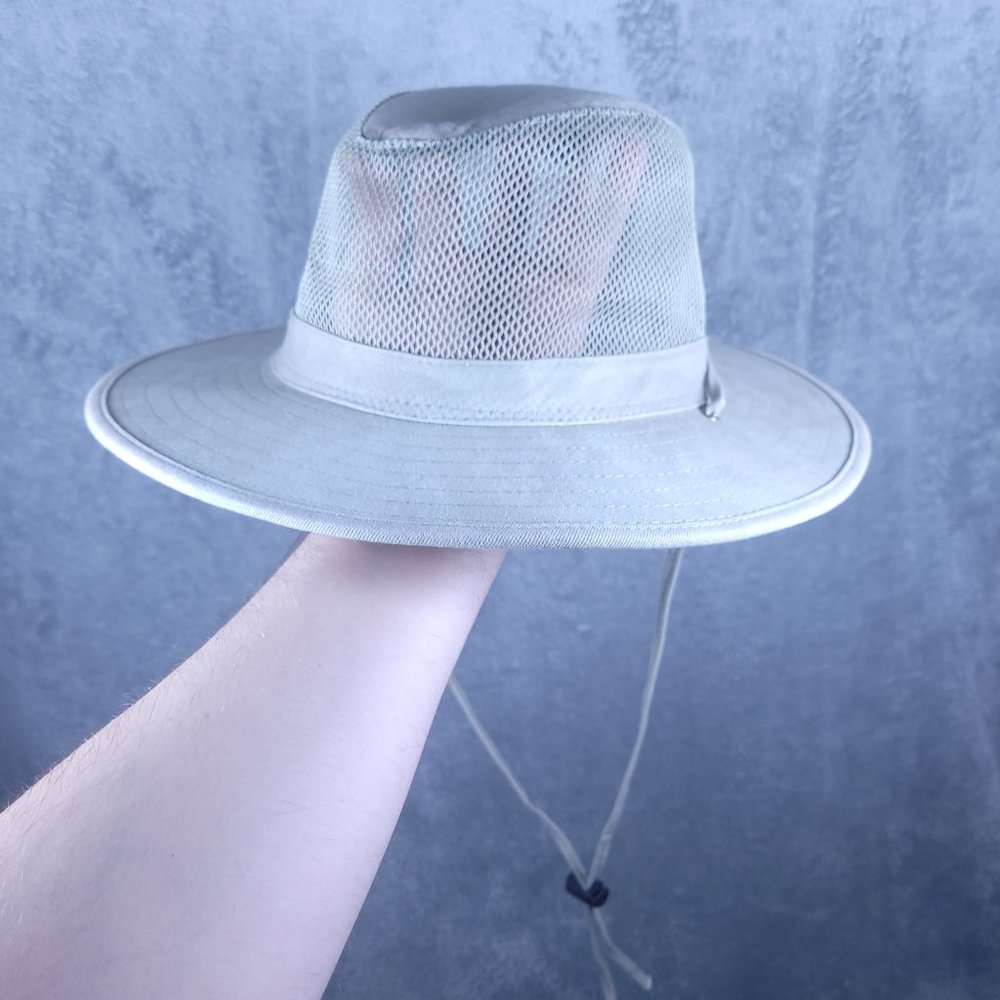 Mesh Head Safari Hat 23.25"/59CM Adjustable Chin Cord Collapsible
